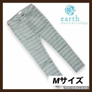 アースミュージックアンドエコロジー(earth music & ecology)のearth スキニーパンツ スキニーズボンM レディース チェック柄 ズボン 長(カジュアルパンツ)