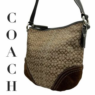 コーチ(COACH)の美品　COACH コーチ　s14 シグネチャー　キャンバス　ショルダーバッグ　茶(ショルダーバッグ)