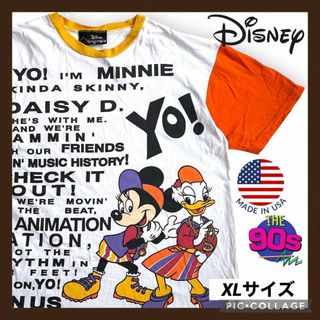 DISNEY originals 半袖Tシャツ メンズ XL ラップT レア 白(Tシャツ/カットソー(半袖/袖なし))