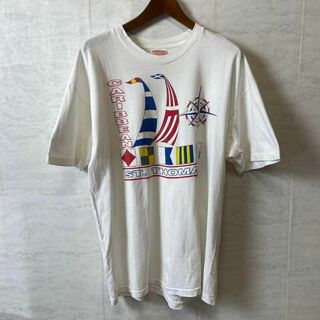 シングルステッチ　メイドインUSA　白ホワイト　半袖Ｔシャツ　ビンテージ　古着(Tシャツ/カットソー(半袖/袖なし))