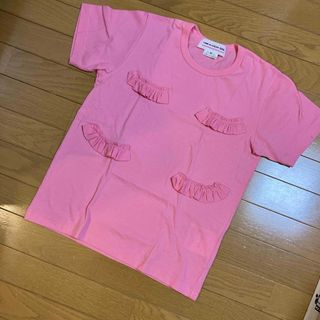 ◎コムデギャルソン　GIRL  桃色リボン付きTシャツ(Tシャツ(半袖/袖なし))