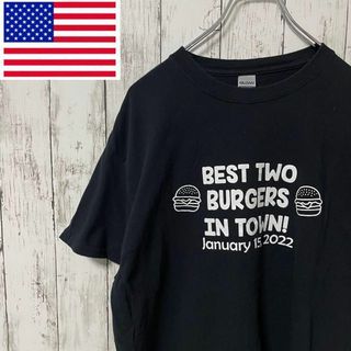 GILDAN アメリカ古着 ビッグプリントバーガーＴシャツ 半袖 ブラックメンズ(Tシャツ/カットソー(半袖/袖なし))