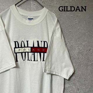 GILDAN ギルダン Tシャツ 半袖 ポーランド POLAND 刺繍 L(Tシャツ/カットソー(半袖/袖なし))