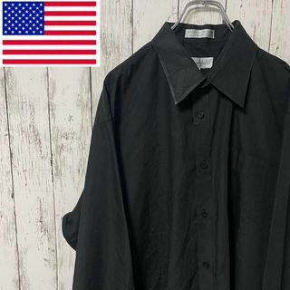 USA古着 ビックサイズ 長袖シャツ 黒シャツ 2XL メンズ(シャツ)