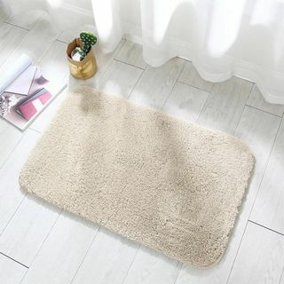 【色: ベージュ】Pracfalt バスマット 速乾 吸水 40×60cm お風(タオル/バス用品)