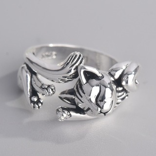 【売れてます】レディース 指輪 シルバー リング 韓国 子猫　10号(リング(指輪))