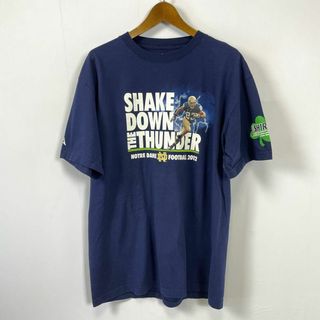 半袖Ｔシャツ　100％コットン　両面ロゴ　紺色ネイビー　アメフト　メンズ　古着(Tシャツ/カットソー(半袖/袖なし))