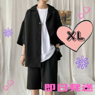 XL 【大人気】セットアップ メンズ トップス ハーフパンツ 半袖 ２点セット(Tシャツ/カットソー(半袖/袖なし))