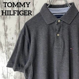 トミーヒルフィガー(TOMMY HILFIGER)のトミーヒルフィガー USA古着 ポロシャツ 半袖ワンポイントロゴ刺繍グレーメンズ(ポロシャツ)