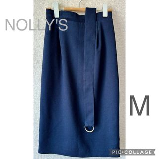 ノーリーズ(NOLLEY'S)のノーリーズ 麻調合繊タイトスカート（ネイビー／36）ベルト付き(ひざ丈スカート)