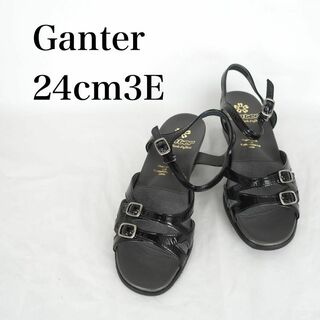 Ganter*サンダル*24cm3E*エナメル黒*日本製*M5798(サンダル)