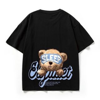 【超人気】半袖　XL　ストリート　オーバーサイズ　黒　くま　メンズ　Tシャツ(Tシャツ/カットソー(半袖/袖なし))