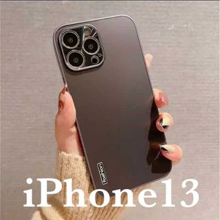 iPhone13用 スマホ ケースブラックハードカバーフラット無地サラサラ黒韓国(iPhoneケース)