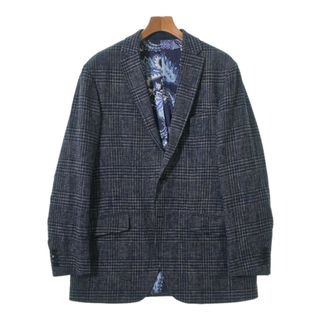 エトロ(ETRO)のETRO エトロ テーラードジャケット 54(XXXL位) 紺x白(チェック) 【古着】【中古】(テーラードジャケット)