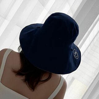 6051B【カラー：青】スマイルニコちゃん　紐付きハット　帽子　UVカット(ハット)