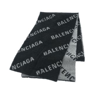 バレンシアガ(Balenciaga)のBALENCIAGA バレンシアガ マフラー - 黒xグレー(総柄) 【古着】【中古】(マフラー)