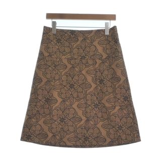 マルニ(Marni)のMARNI マルニ ひざ丈スカート 40(M位) 茶x黒(花柄) 【古着】【中古】(ひざ丈スカート)