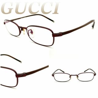 グッチ(Gucci)のグッチ メガネ 眼鏡 度付き プラスチック ダークレッド ブラウン 60605(サングラス/メガネ)