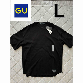 ジーユー(GU)のドライワッフルT(5分袖) UNDERCOVER ブラック　Ｌ(Tシャツ/カットソー(半袖/袖なし))