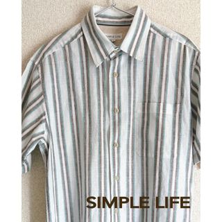 シンプルライフ(SIMPLE LIFE)のSIMPLE LIFE シンプルライフ　シャツ　半袖　ストライプ　綿麻(シャツ)