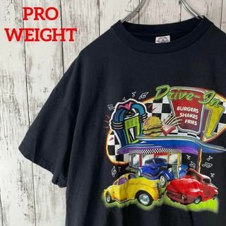 PRO WEIGHT USA古着 ビッグプリントTシャツ L 黒 クラシックカー(Tシャツ/カットソー(半袖/袖なし))