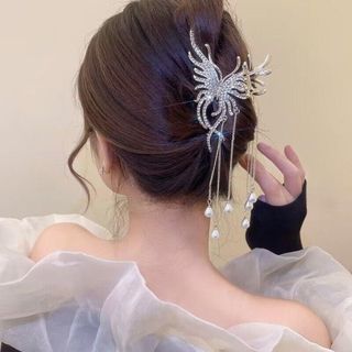 77【新品】韓国アクセサリーヘアクリップキラキラオルチャン大きめシルバー(バレッタ/ヘアクリップ)