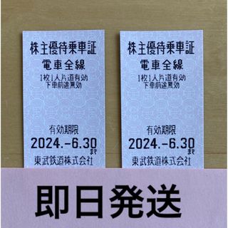 東武鉄道株主優待乗車証２枚 乗車券 有効期限2024/6/30