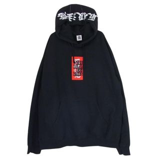 ブラックアイパッチ BlackEyePatch Handle With Care Label Hoodie ロゴ フーディー プルオーバー パーカー ブラック系 XL【中古】(パーカー)