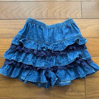 ミキハウス(mikihouse)のミキハウス　130 キュロット　デニム　ショートパンツ  スカパン　フリル(パンツ/スパッツ)