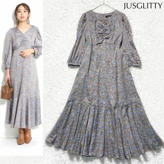 ジャスグリッティー(JUSGLITTY)の【美品】JUSGLITTY 小花プリント マーメイド ワンピース 春 夏(ロングワンピース/マキシワンピース)