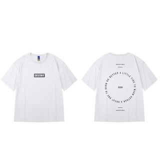 【残り僅か】半袖トップス　シンプル　アルファベット　ホワイト　ＸＬ(Tシャツ/カットソー(半袖/袖なし))