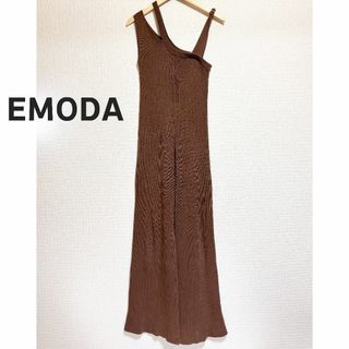 エモダ(EMODA)のEMODA エモダ　サロペット　オールインワン　ニット　ブラウン　茶色　アシメ(その他)