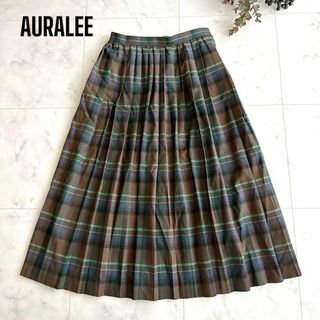 オーラリー(AURALEE)の《美品》AURALEE オーラリー ウールチェックプリーツスカート ロング丈(ロングスカート)