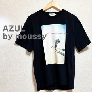 アズールバイマウジー(AZUL by moussy)のAZUL by moussy　アズール　マウジー　Ｔシャツ　プリント　黒(Tシャツ(半袖/袖なし))