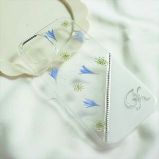 #082 全機種対応　矢車草　ピンク　押し花　スマホケース　android(iPhoneケース)