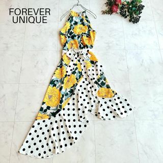 バーニーズニューヨーク(BARNEYS NEW YORK)の美品　FOREVER UNIQUE ドット　ボタニカル　キャミワンピース　変形(ロングワンピース/マキシワンピース)