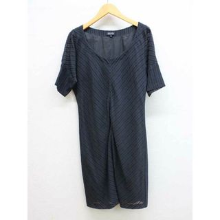 【夏物 新入荷】■ESCADA SPORT/エスカーダスポーツ■ストライプワンピース/五分袖/ミディ丈 グレー/灰色 レディース 32【中古】夏 925042(その他)