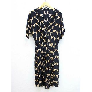 ダイアンフォンファステンバーグ(DIANE von FURSTENBERG)の【夏物 新入荷】■DIANE von FURSTENBERG/ダイアンフォンファステンバーグ■総柄カシュクールワンピース/五分袖 ブラック×ベージュ レディース【中古】夏 925042(その他)