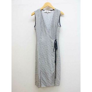 ダイアンフォンファステンバーグ(DIANE von FURSTENBERG)の【夏物 新入荷】■DIANE von FURSTENBERG/ダイアンフォンファステンバーグ■ドット柄カシュクールワンピース/ノースリーブ/ミディ丈 ネイビー×ホワイト/紺×白 レディース 2【中古】夏 925042 onepi(その他)