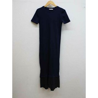 ザラ(ZARA)の【夏物 新入荷】■ZARA/ザラ■裾切替リブカットソーワンピース/半袖/ロング丈 ネイビー×ブラック/紺×黒 レディース S【中古】夏 925042 onepi(その他)