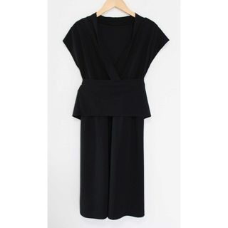 【夏物 新入荷】●VIRINA/ヴィリーナ●ベルト付ワンピース/半袖/膝丈 ブラック/黒 レディース S【中古】夏 onepi 406042(その他)