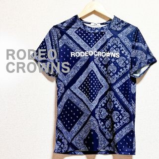 RODEO CROWNS - ロデオクラウンズ　カットソー　ペイズリー　半袖　ネイビー　プリント　紺色