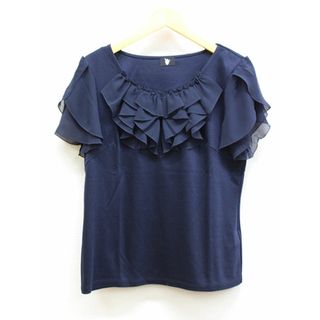 【夏物 新入荷】★brigitte/ブリジット★切替カットソー/おしゃれ/かわいい/シンプル/トップス/カットソー/半袖 ネイビー/紺 レディース 40【中古】夏 135042(Tシャツ(半袖/袖なし))