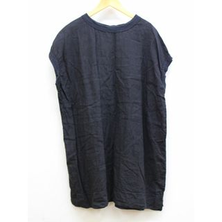 【夏物 新入荷】★Gurin/グリン★コットンリネン切替チュニックカットソー/おしゃれ/カジュアル/トップス/カットソー/チュニック/半袖 ブラック/黒 レディース 2【中古】夏 135042(Tシャツ(半袖/袖なし))