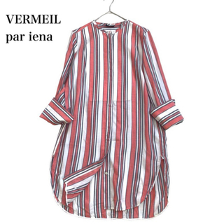 VERMEIL par iena - ヴェルメイユパーイエナ 程よくゆったり ロング丈 長袖シャツ ストライプ 日本製