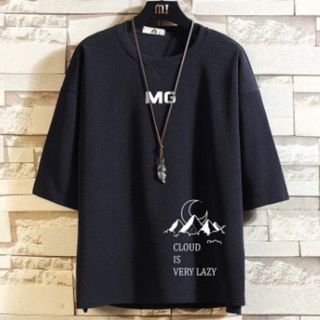 【フォロー割】トップス　七分丈　ＸＬ　ブラック　ヒップホップ　高見え(Tシャツ/カットソー(半袖/袖なし))