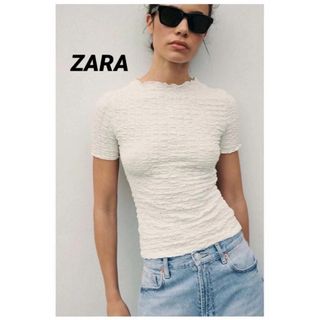 ザラ(ZARA)の☆ZARA ザラ テクスチャーTシャツ ホワイト(Tシャツ(半袖/袖なし))