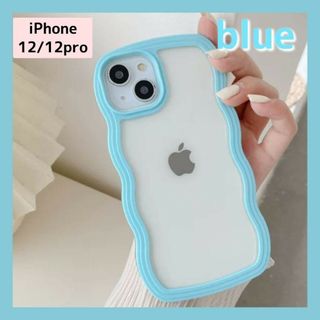 iPhoneケース iPhone12 12pro ブルー 水色 ウェーブ 韓国