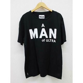 【新入荷】■A MAN of ULTRA/アマンオブウルトラ■プリントTシャツ/半袖 ブラック/黒 メンズ L【中古】夏 135042(Tシャツ/カットソー(半袖/袖なし))