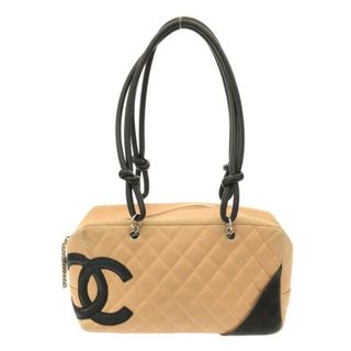 シャネル(CHANEL)のCHANEL(シャネル) ハンドバッグ カンボンラインボーリングバッグ ベージュ×黒 ラムスキン(ハンドバッグ)